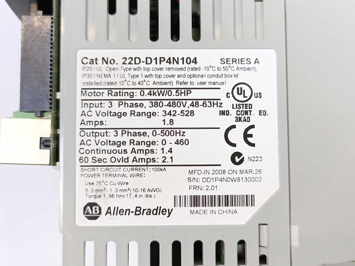 AB 22D-D1P4N104 PowerFlex 40P 0,4kW AC drive