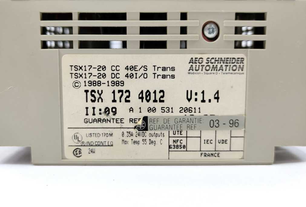 TELEMECANIQUE TSX 172 4012 CPU Programmable Controller type TSX17