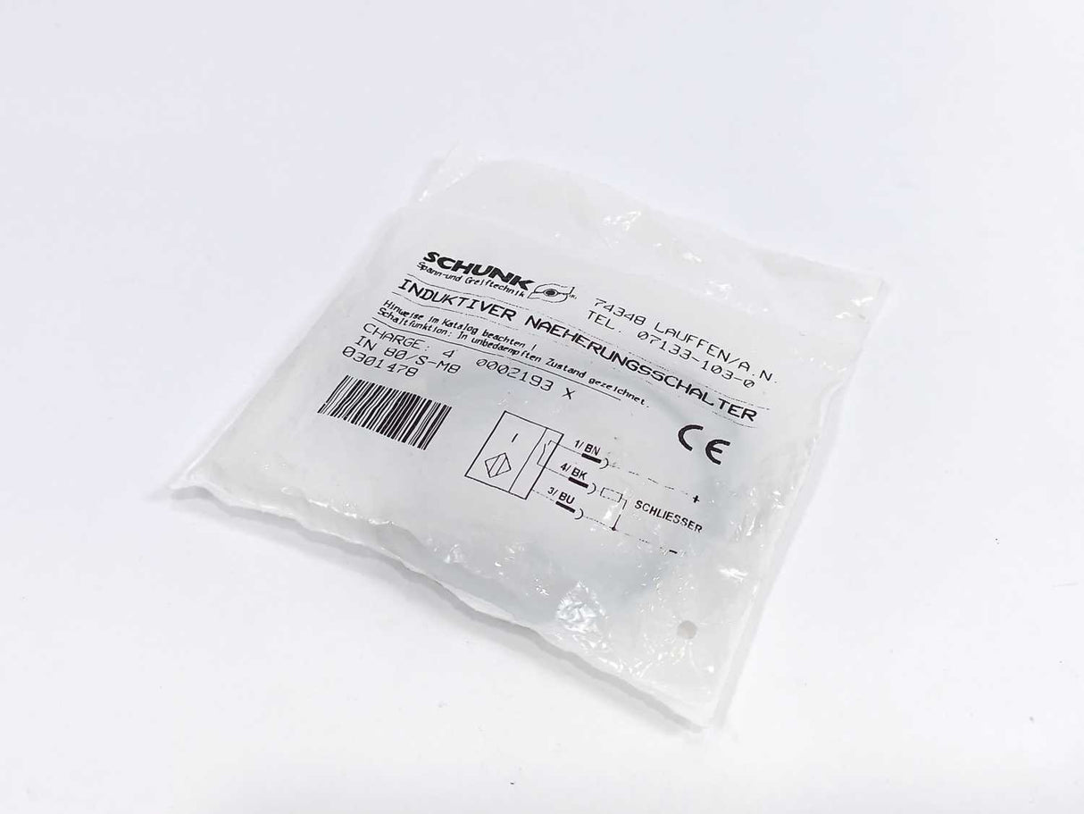 Schunk 0301478 IN 80/S-M8 Inductive Proximity Sensor Switch