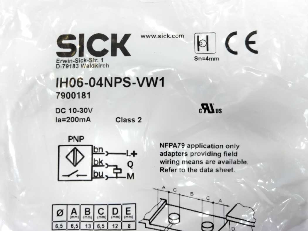 SICK 7900181 Inductive Proximity Sensor IH06-04NPS-VW1