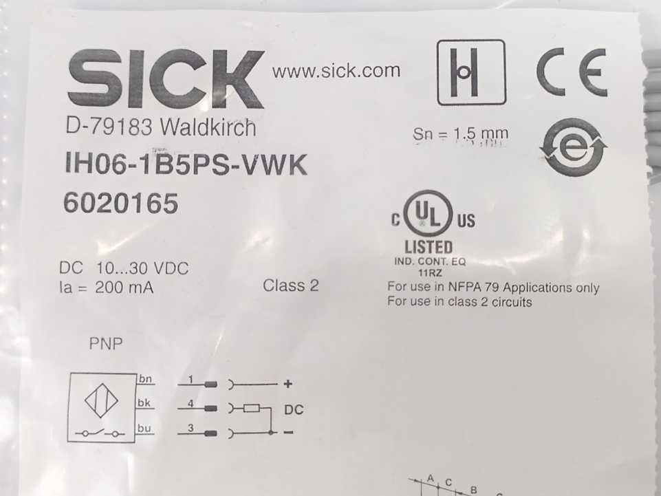 SICK 6020165 Inductive Proximity Sensor IH06-1B5PS-VWK