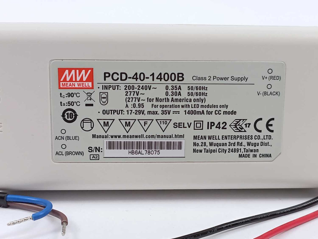 Mean Well PCD-40-1400B AC-DC Single output LED driver Constant Current (CC)