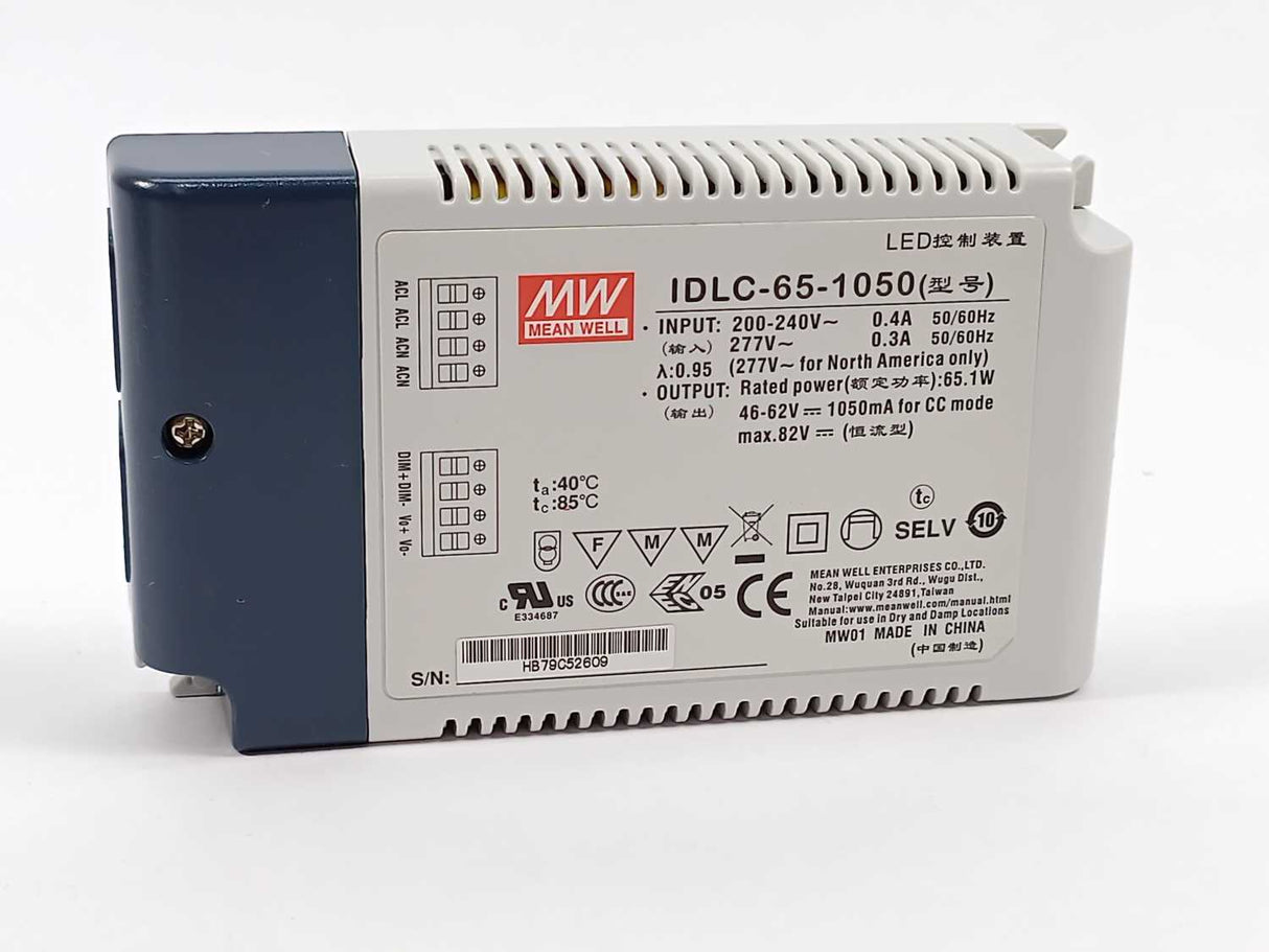 Mean Well IDLC-65-1050 AC-DC Constant Current LED Driver (CC) with PFC