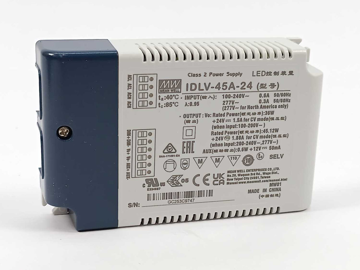 Mean Well IDLV-45A-24 AC-DC Constant Voltage LED Driver (CV);
