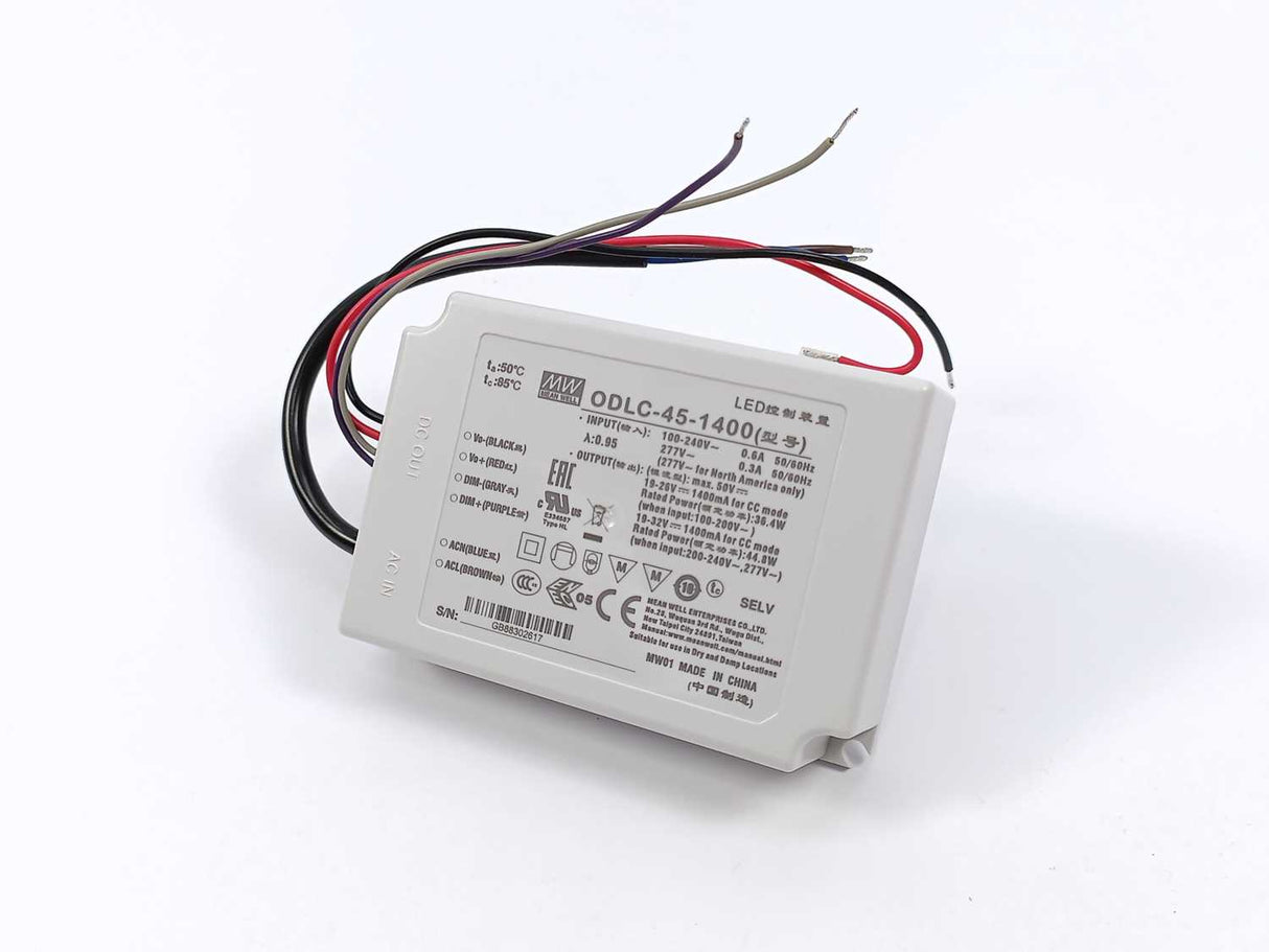 Mean Well ODLC-45-1400 Input range 90-295VAC; Output 32VDC at 1.4A