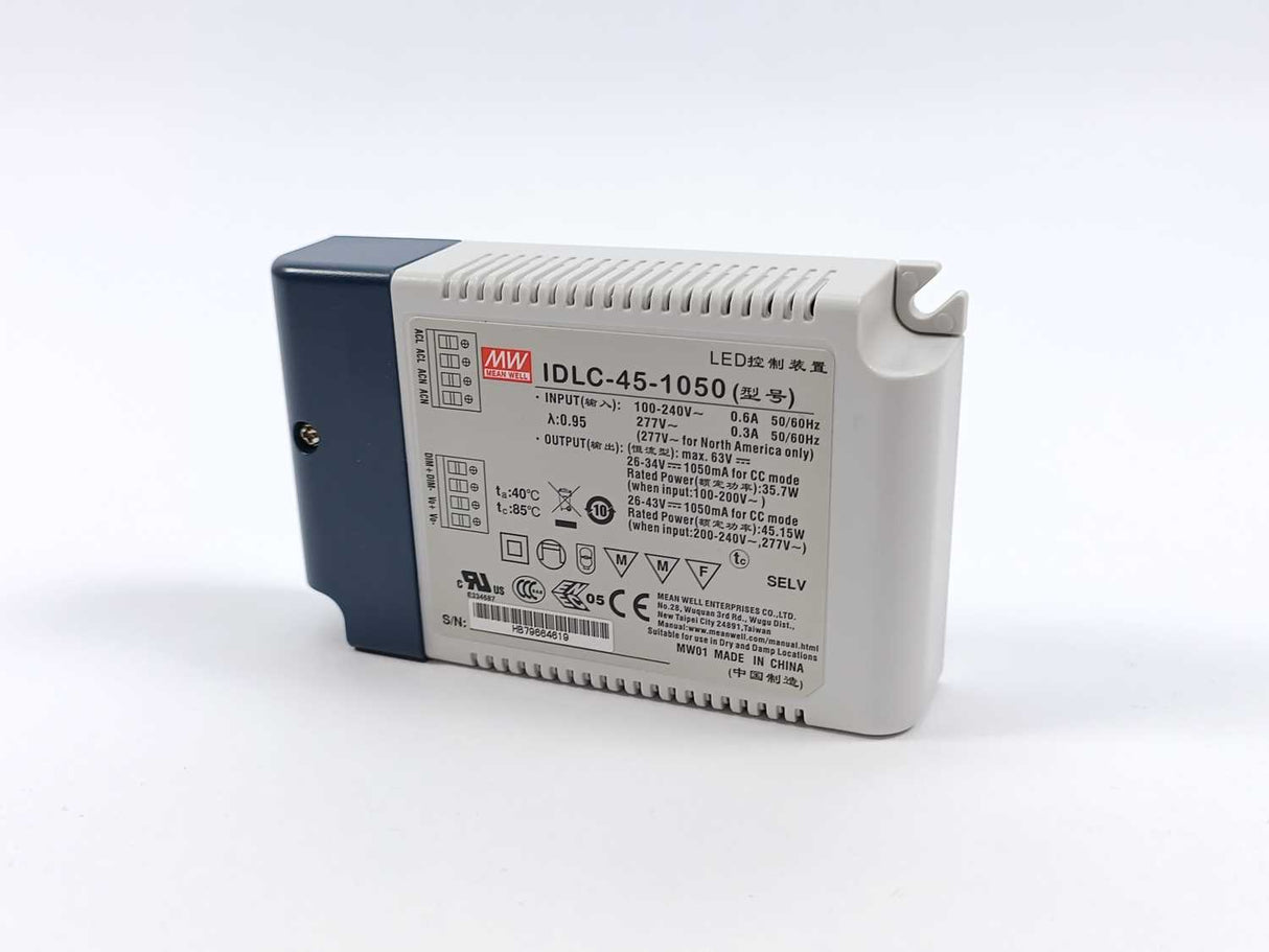 Mean Well IDLC-45-1050 43Vdc at 1.05A; 2 in 1 dimming with 0-10Vdc