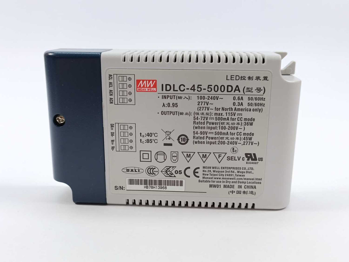 Mean Well IDLC-45-500DA 90Vdc at 0.5A; Dimming with DALI