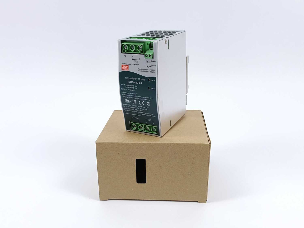 Mean Well DRDN40-24 40A DIN rail Redundancy Module, Input 24Vdc