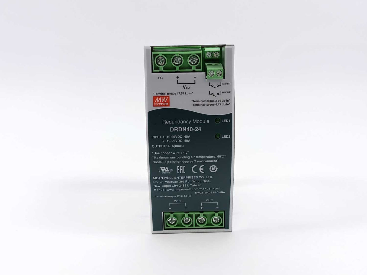 Mean Well DRDN40-24 40A DIN rail Redundancy Module, Input 24Vdc