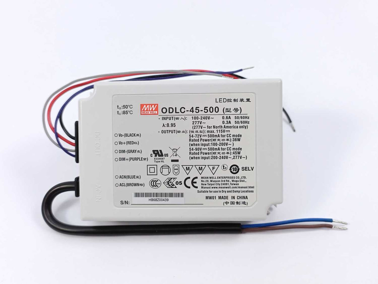 Mean Well ODLC-45-500 90-295VAC; Output 90VDC at 0.5A;