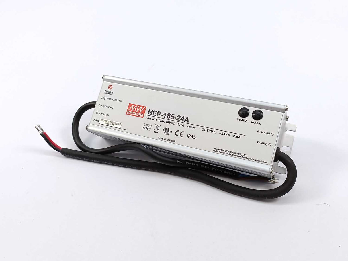 Mean Well HEP-185-24A 24Vdc at 7.8A,  industrial power supply with PFC