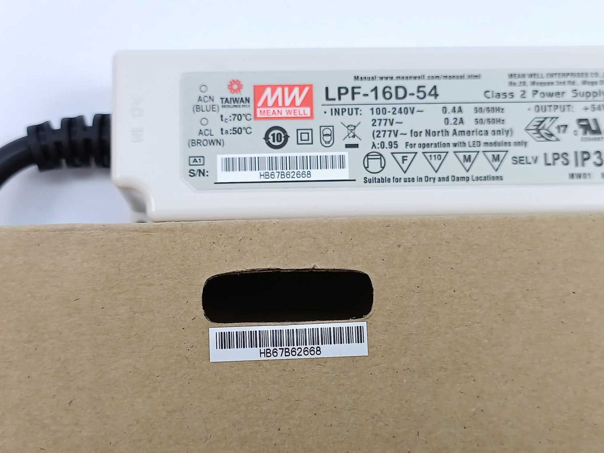 Mean Well LPF-16D-54 54Vdc at 0.3A, Dimming with 1-10V PWM resistance