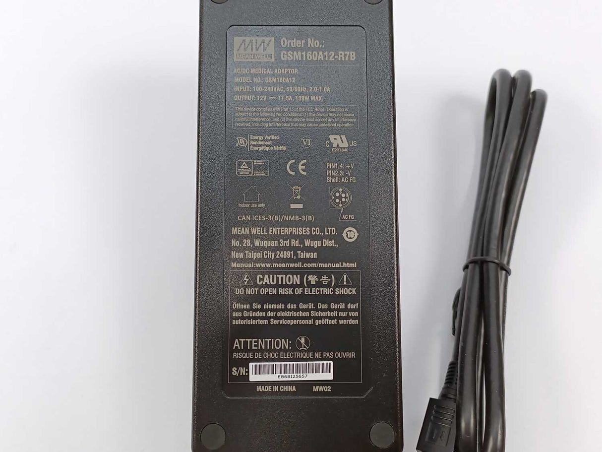 Mean Well GSM160A12-R7B 12VDC at 11.5A with DIN 4 pin plug with lock