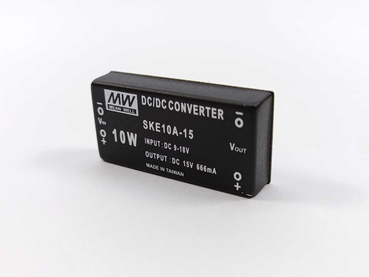 Mean Well SKE10A-15 DC-DC Converter, Input 9-18Vdc; Output 15Vdc at 0,666A