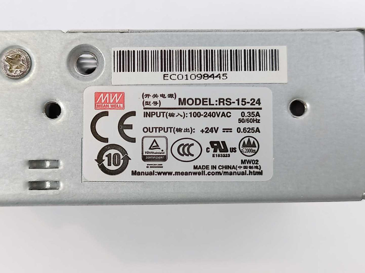 Mean Well RS-15-24 AC-DC Switching Power Supply, Output 24VDC at 0.7A