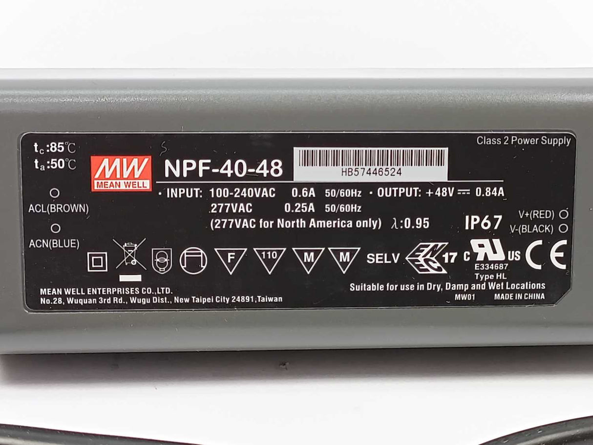 Mean Well NPF-40-48 Constant Power Mode with Active PFC 48Vdc at 0.84A