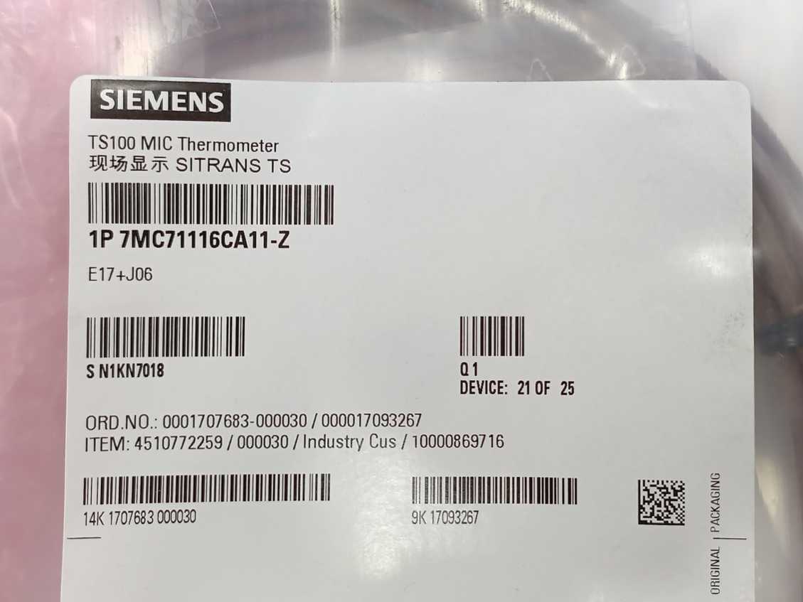 Siemens 7MC71116CA11-Z SITRANS TS100 MIC Thermometer