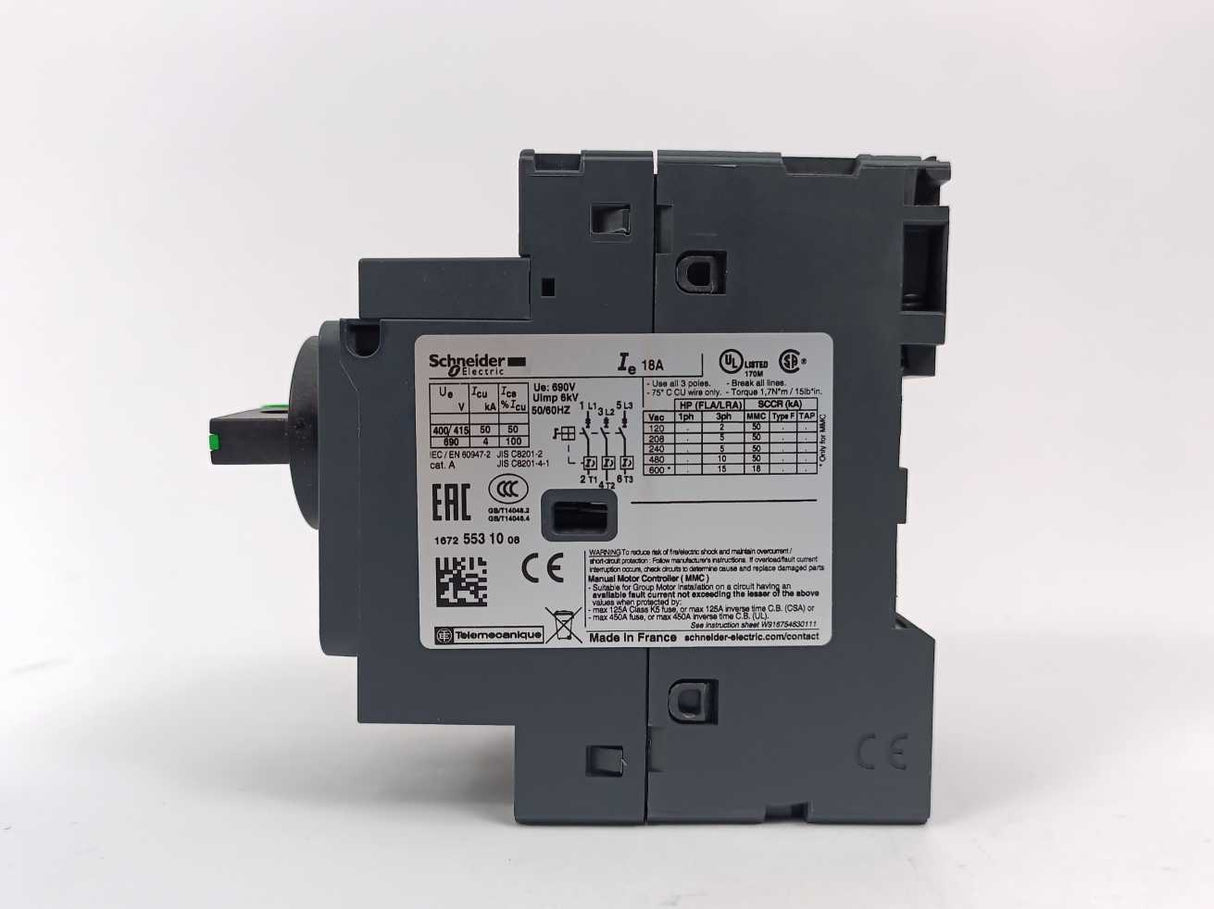 Schneider 021329 GV2L20 Combination Motor Controller 690V, 50/60Hz. 37-50A