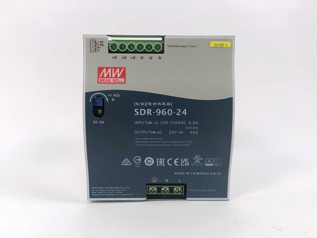 Mean Well SDR-960-24 AC-DC Industrial DIN rail power supply 24V 40A