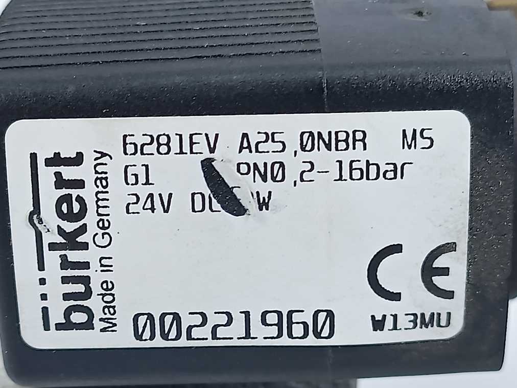 Burkert 00221960 6281EV A25, 2-16 bar, 24VDC, ONBR with 00221813