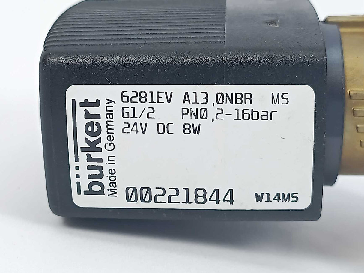 Bürkert 00221844 6281EV A13 0NBR G1/2 PN0 2-16Bar 24V DC 8W