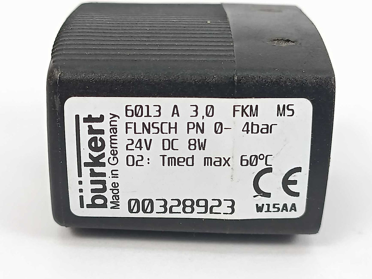 Burkert 00328923 6013 A 3.0 FLNSCH PN 0-4 Bar 24V DC 8W