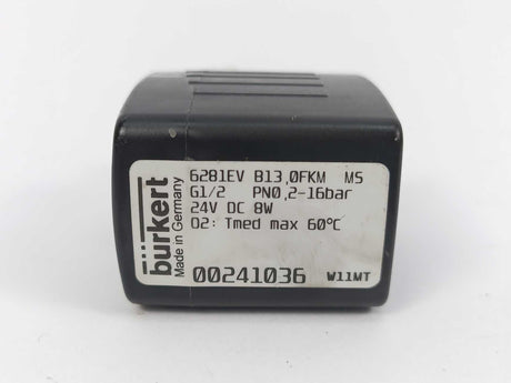 Burkert 00241036 6281EVB13 0FKM G1/2 PN0 2-16bar 24V DC 8W