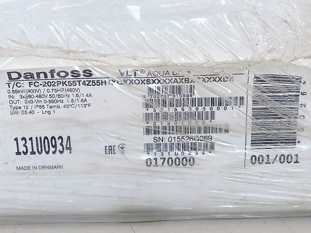 Danfoss 131U0934 Frequency converter, FC-202PK55T4Z55H1XGX