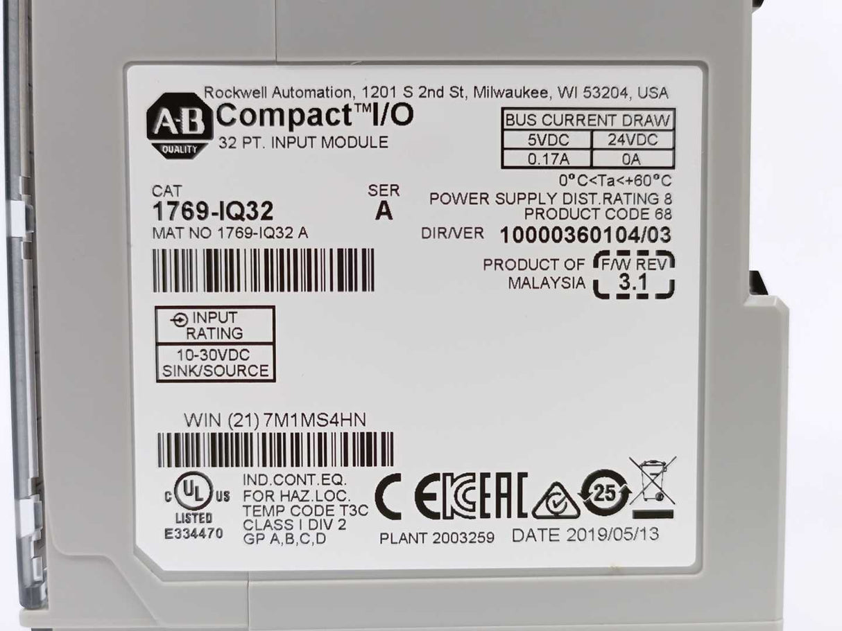 AB 1769-IQ32 Ser. A, Rev. 1, 32 PT. Input Module