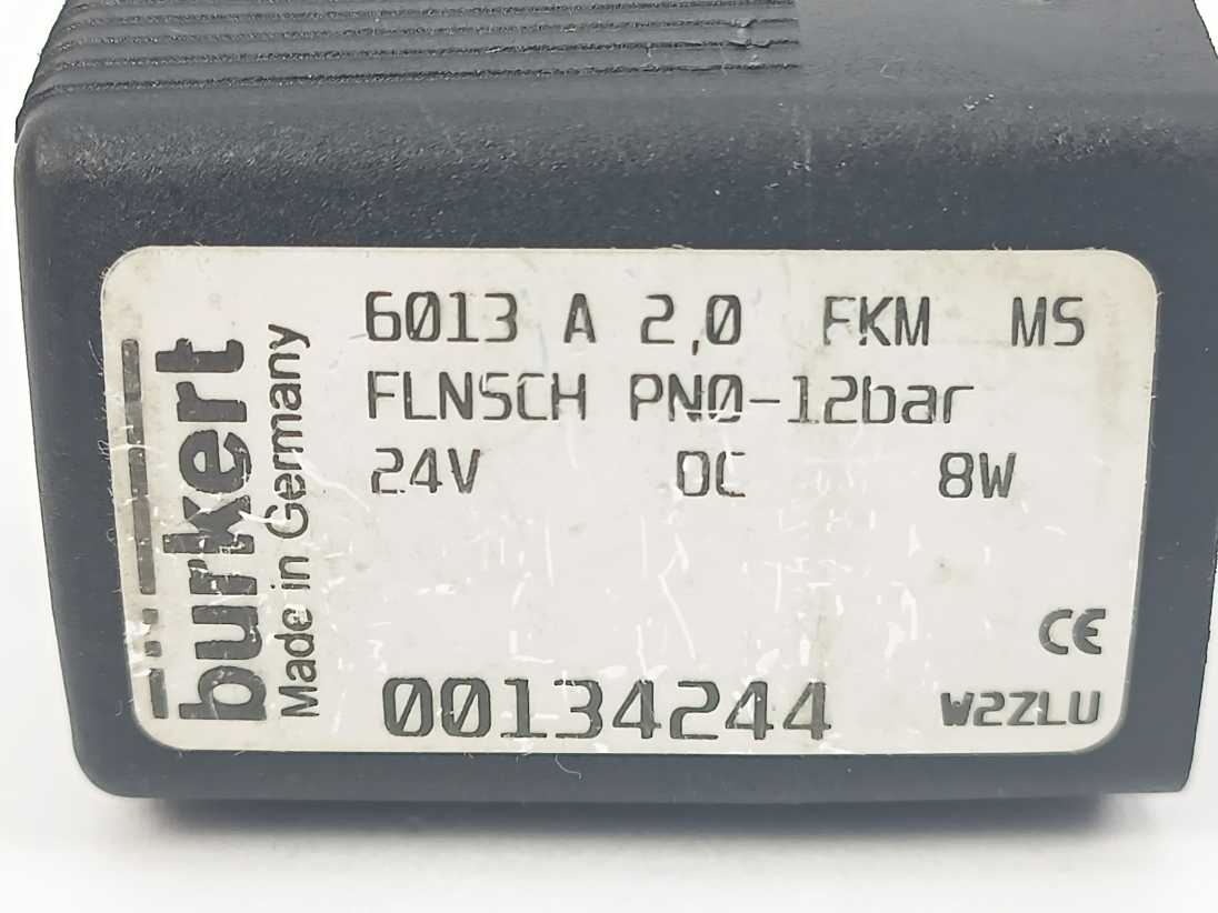 Burkert 00134244 6013 A 2,0 FKM FLNSCH PN0 2-12bar 24V DC 8W