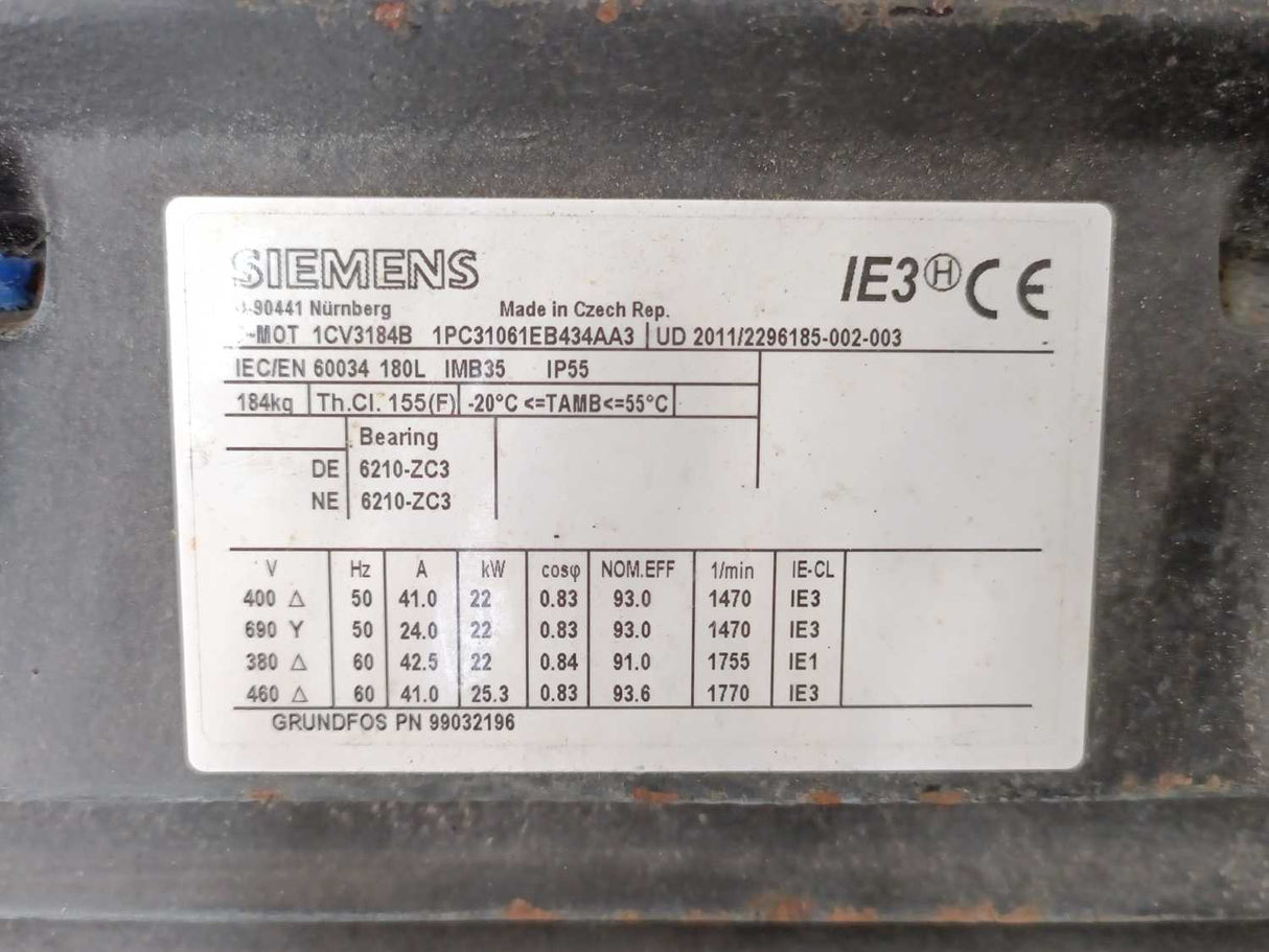 GRUNDFOS 98835478 NB 125-315/290 ASF2ABQQE Pump, used for a test