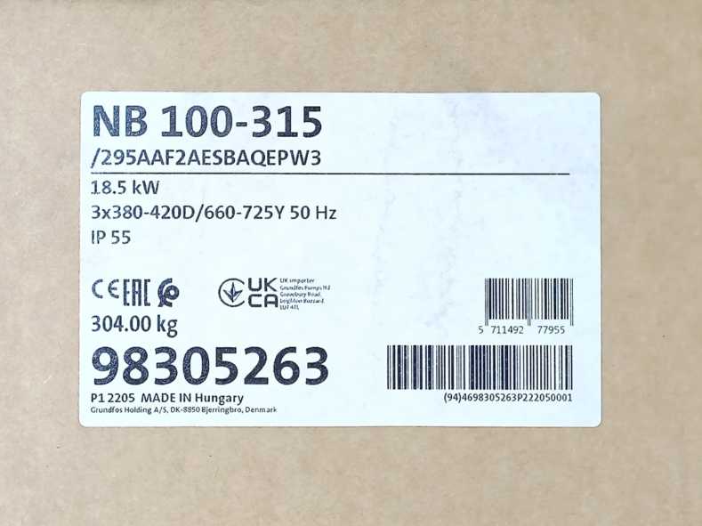 GRUNDFOS 97781523 NB 100-315/295 AAF2AESBAQEPW3 Pump