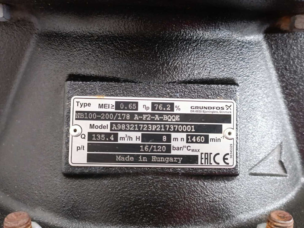 GRUNDFOS 98321723 NB100-200/178 A-F2-A-BQQE Centrifugal Pump