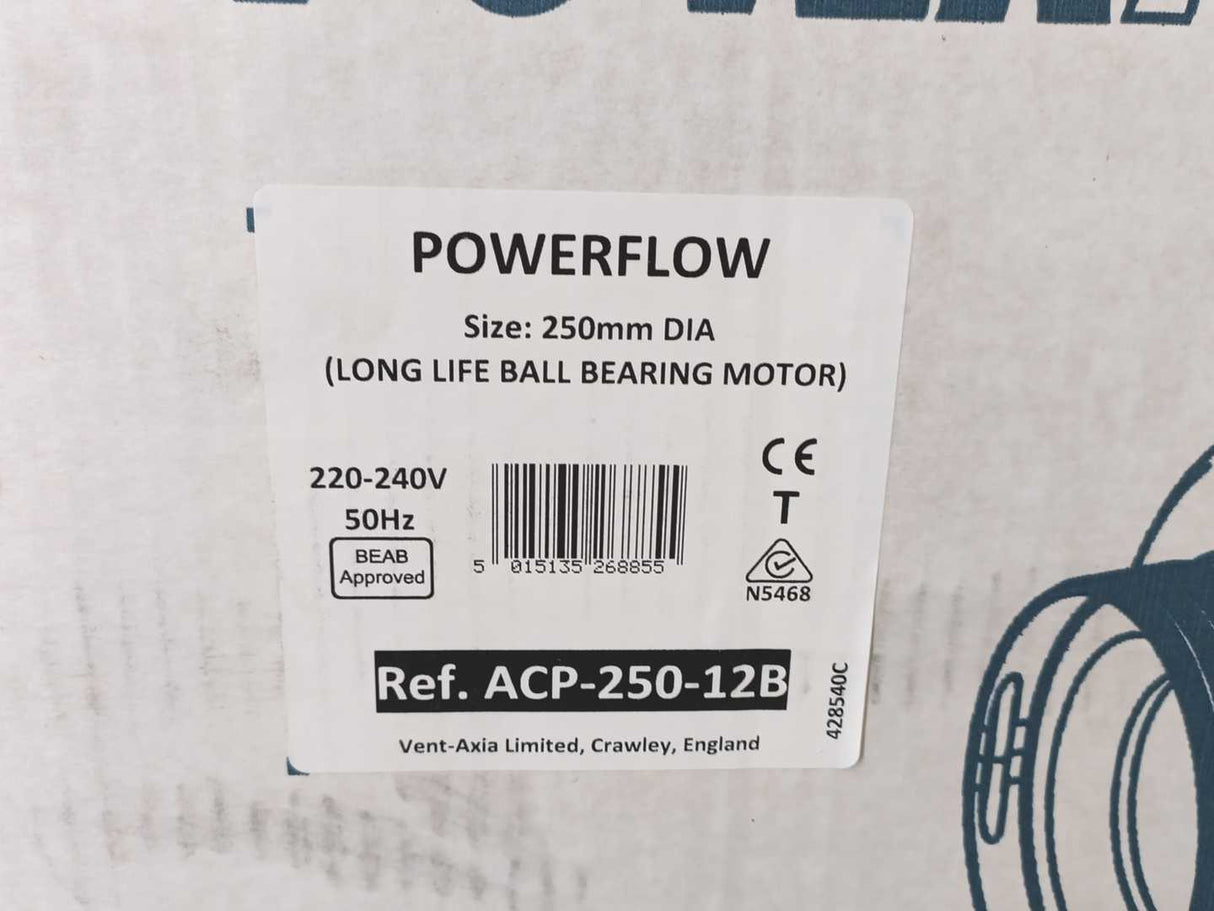 Vent-Axia ACP-250-12B Commercial Mixed Flow Duct Fan