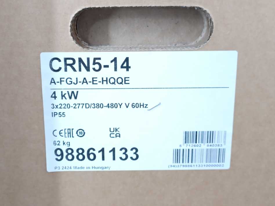 GRUNDFOS 98861133 CRN5-14-AFGJ-A-E-HQQE, Vertical Multistage Pump