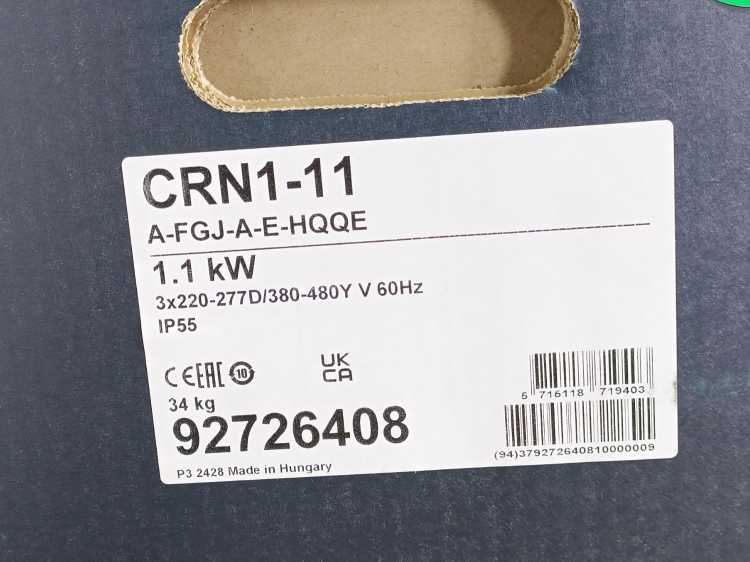 GRUNDFOS 92726408 CRN1-11-A-FGJ-A-E-HQQE, Centrifugal Pump