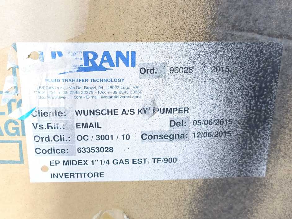 Liverani 63353028 Coaxial Pump, 900 rpm EP MIDEX 1"1/4