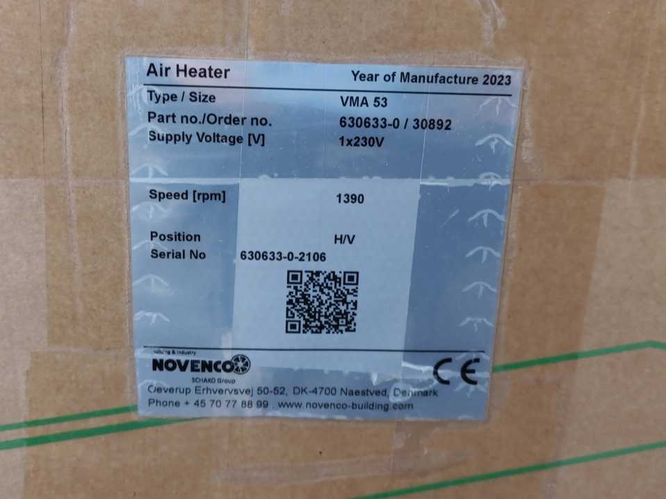 Novenco 630633-0 VMA 53 Air Heater