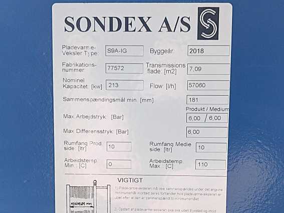Sondex S9A-IG Plate Heat Exchanger 213kW