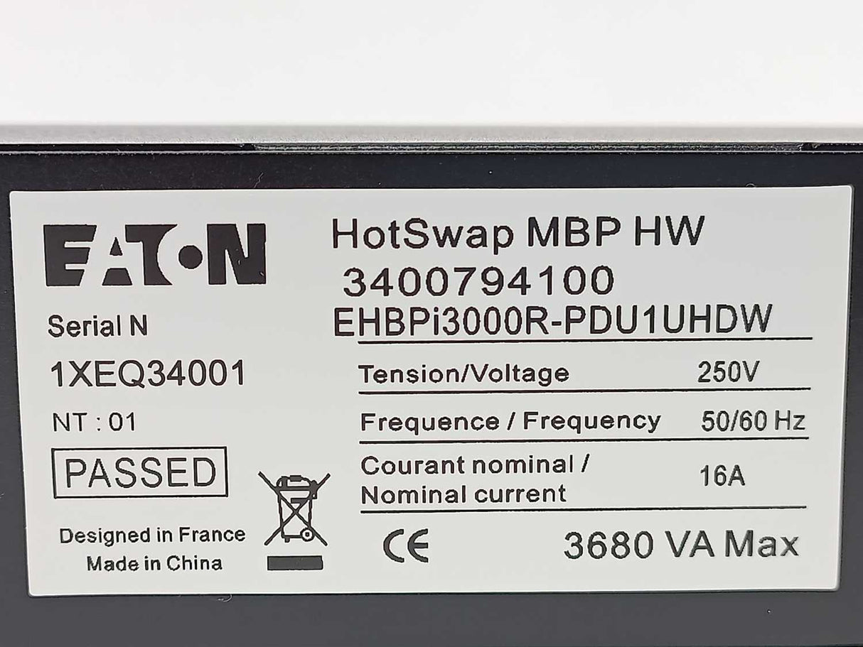 Eaton 3400794100 EHBPi3000R-PDU1UHDW, MBP HW HotSwap