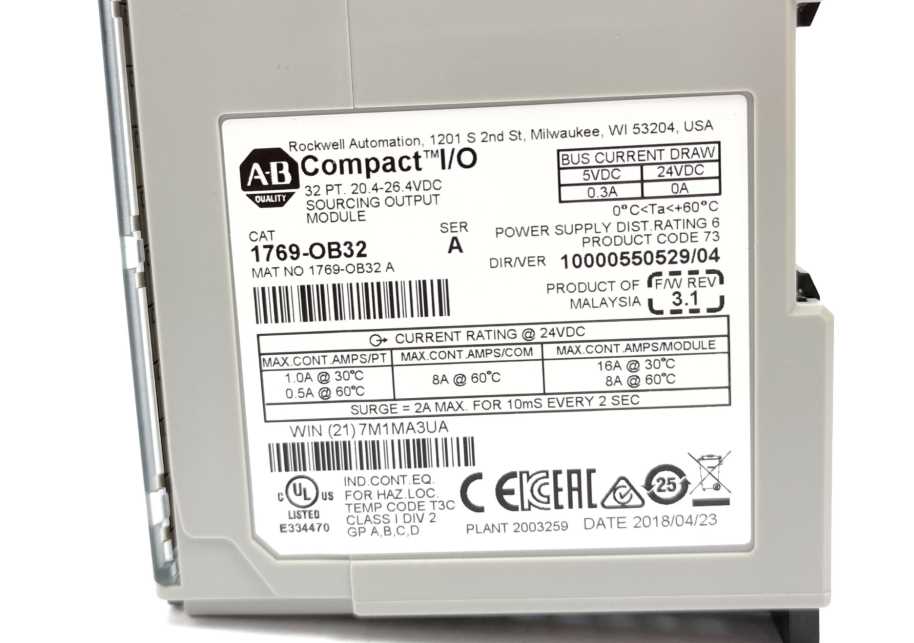 AB 1769-OB32 Ser. A, Rev 1, Sourcing Output Module