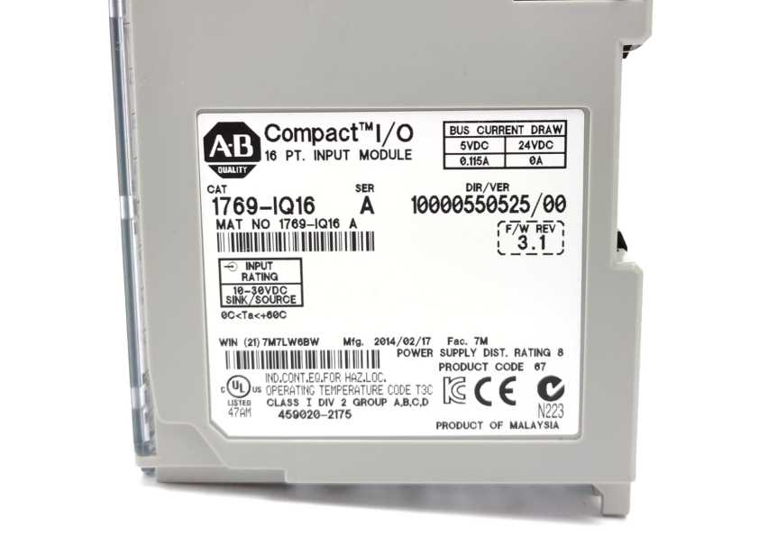AB 1769-IQ16 SER: A, DIR/VER: 95320743/02, F/W REV: 3.1