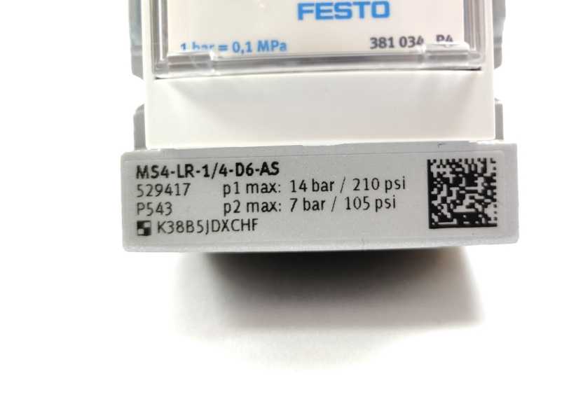 Festo 529417 MS4-LR-1/4-D6-AS Pressure Regulator