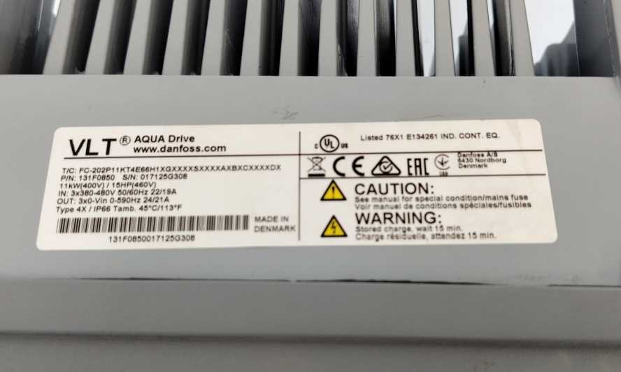 Danfoss 131F0850 Frequency converter, FC-202P11KT4E66H1XGX 11 KW / 15 HP