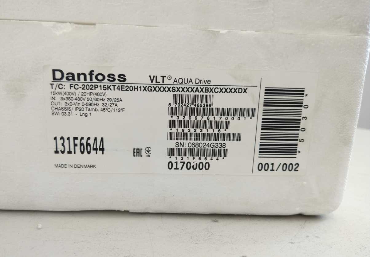 Danfoss 131F6644 FC-202P15KT4E20H1XGX 15 KW / 20 HP
