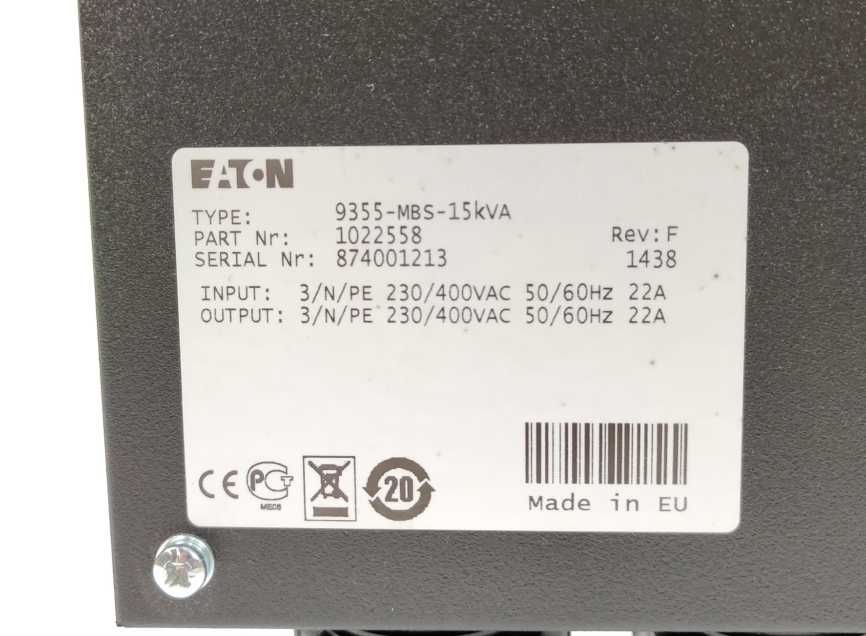 Eaton 1022558 9355-MBS-15kVA Bypass Switch