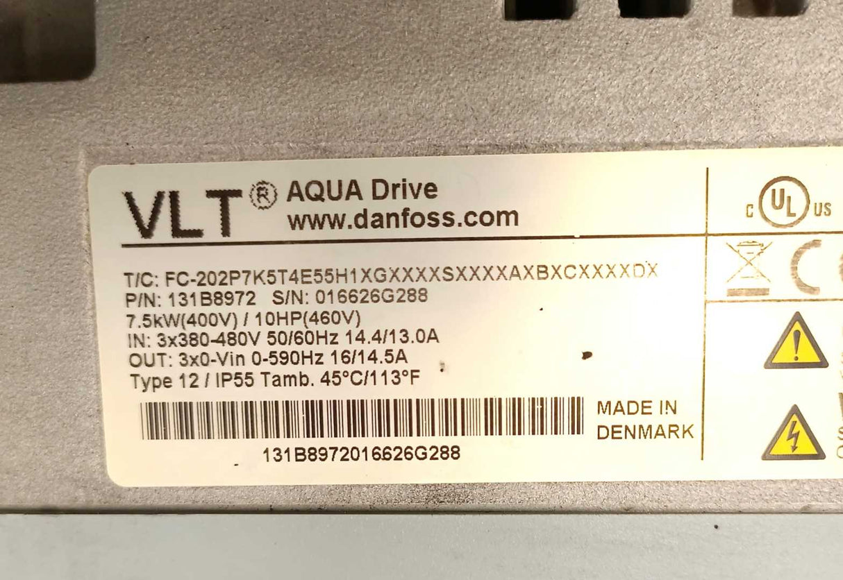 Danfoss 131B8972 FC-202P7K5T4E55H1X 10HP FC-202P serie