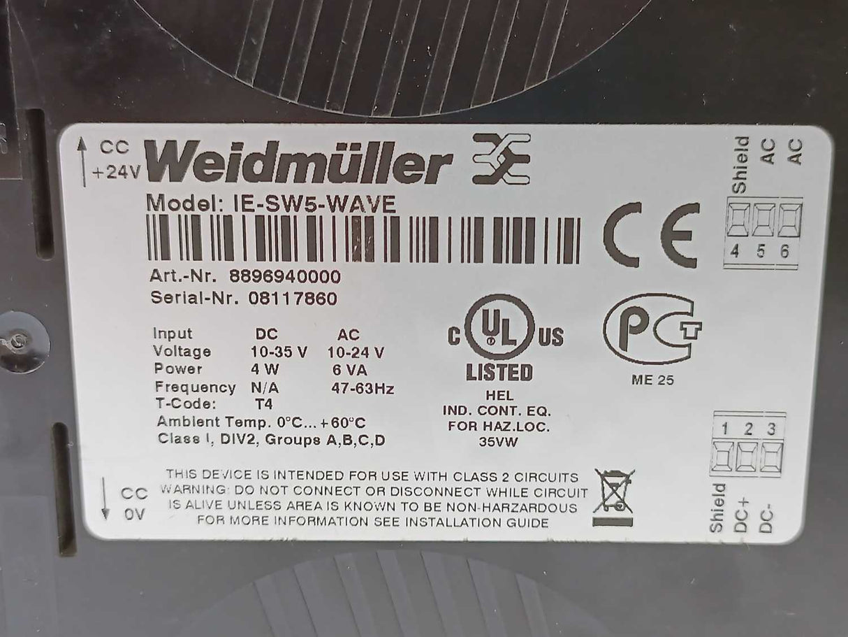 Weidmüller 8896940000 IE-SW5-WAVE Ethernet Switch