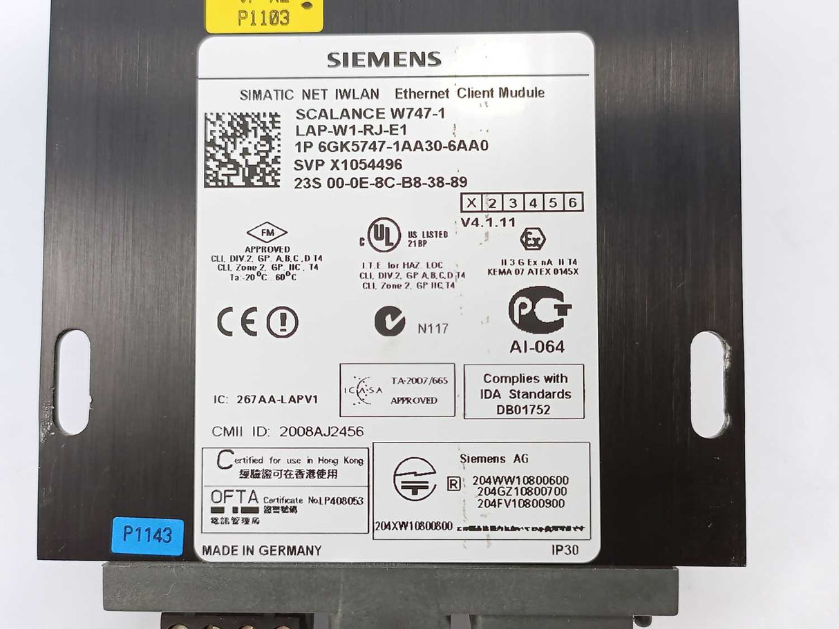 Siemens 6GK5747-1AA30-6AA0 SIMAATIC NET IWLAN Ethernet Client Module