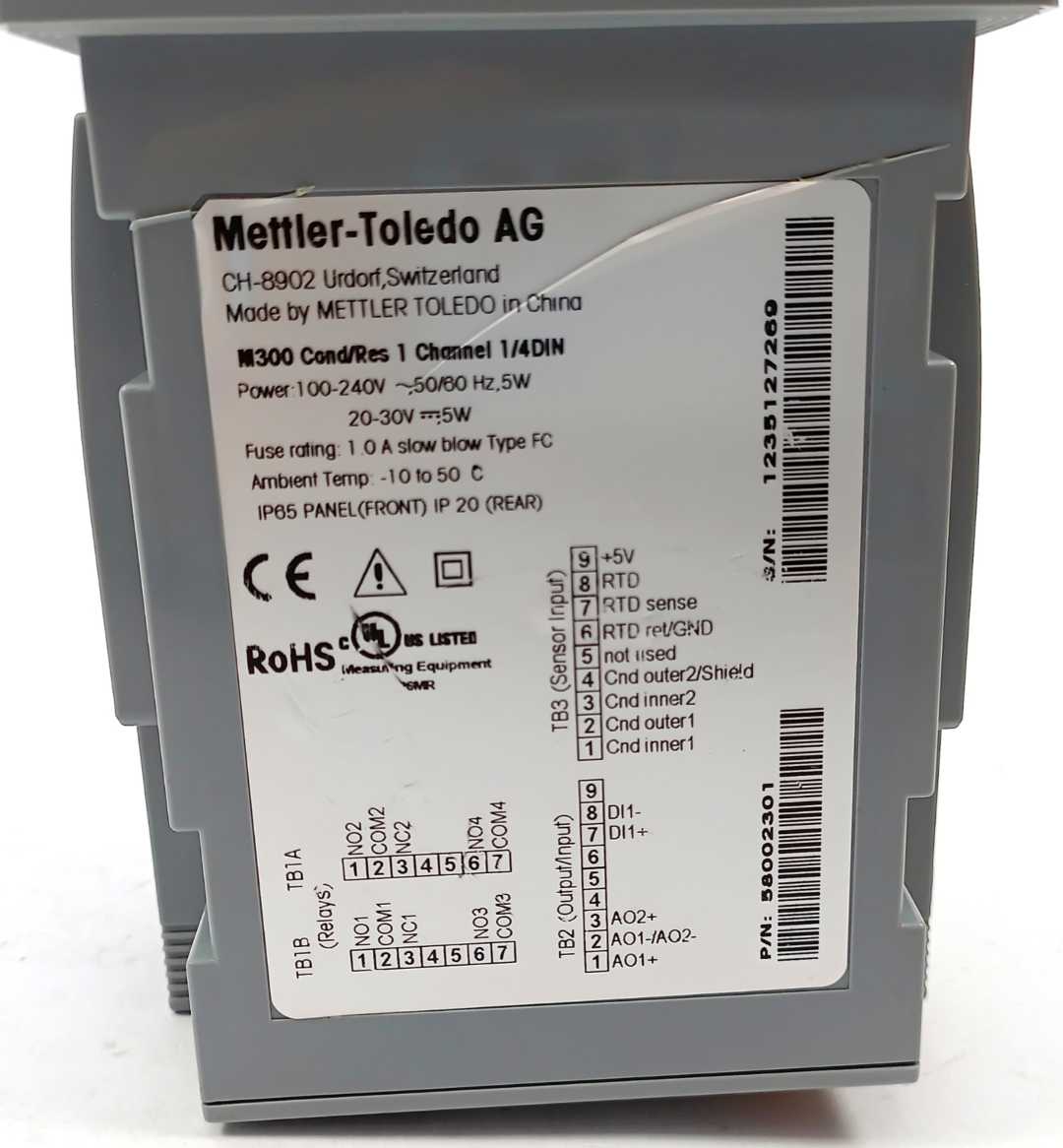Mettler Toledo 58002301 M300 Cond/Res 1 Channel 1/4DIN